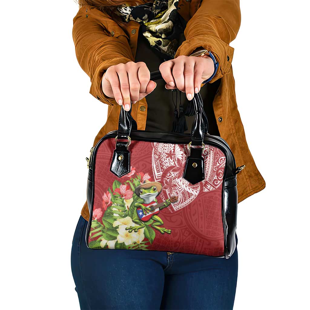 Puerto Rico Coqui Frog Shoulder Handbag Tropical Flowers Polynesian Style - Polynesian Pride