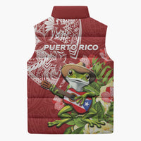 Puerto Rico Coqui Frog Sleeveless Puffer Jacket Tropical Flowers Polynesian Style LT05 - Polynesian Pride