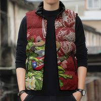 Puerto Rico Coqui Frog Sleeveless Puffer Jacket Tropical Flowers Polynesian Style LT05 - Polynesian Pride