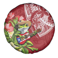 Puerto Rico Coqui Frog Spare Tire Cover Tropical Flowers Polynesian Style - Polynesian Pride