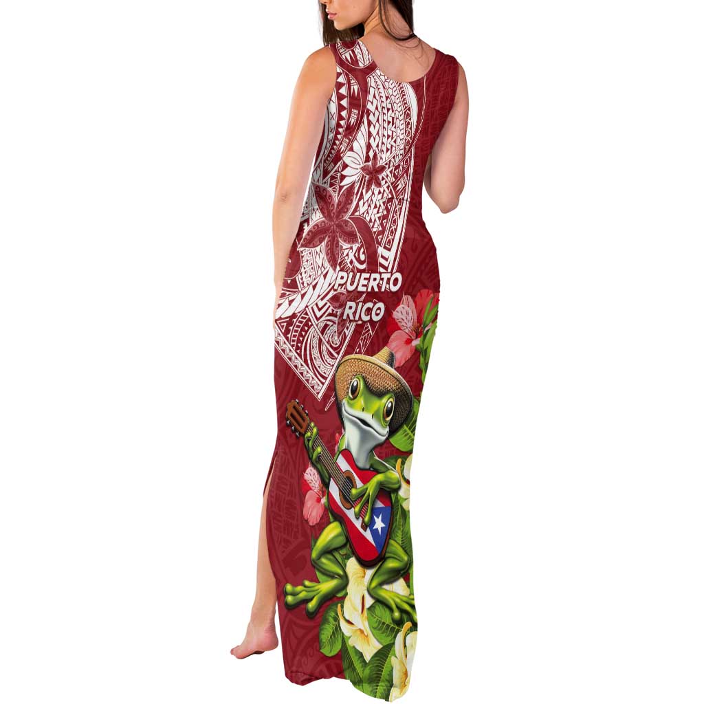 Puerto Rico Coqui Frog Tank Maxi Dress Tropical Flowers Polynesian Style LT05 - Polynesian Pride