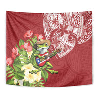 Puerto Rico Coqui Frog Tapestry Tropical Flowers Polynesian Style - Polynesian Pride