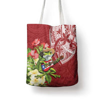 Puerto Rico Coqui Frog Tote Bag Tropical Flowers Polynesian Style - Polynesian Pride