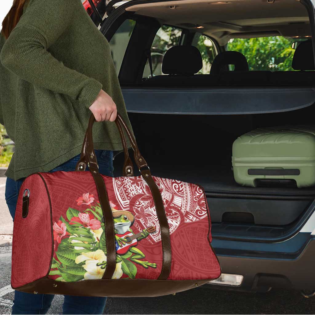 Puerto Rico Coqui Frog Travel Bag Tropical Flowers Polynesian Style - Polynesian Pride