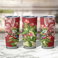 Puerto Rico Coqui Frog Tumbler Cup Tropical Flowers Polynesian Style LT05 - Polynesian Pride