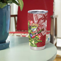 Puerto Rico Coqui Frog Tumbler Cup Tropical Flowers Polynesian Style LT05 - Polynesian Pride