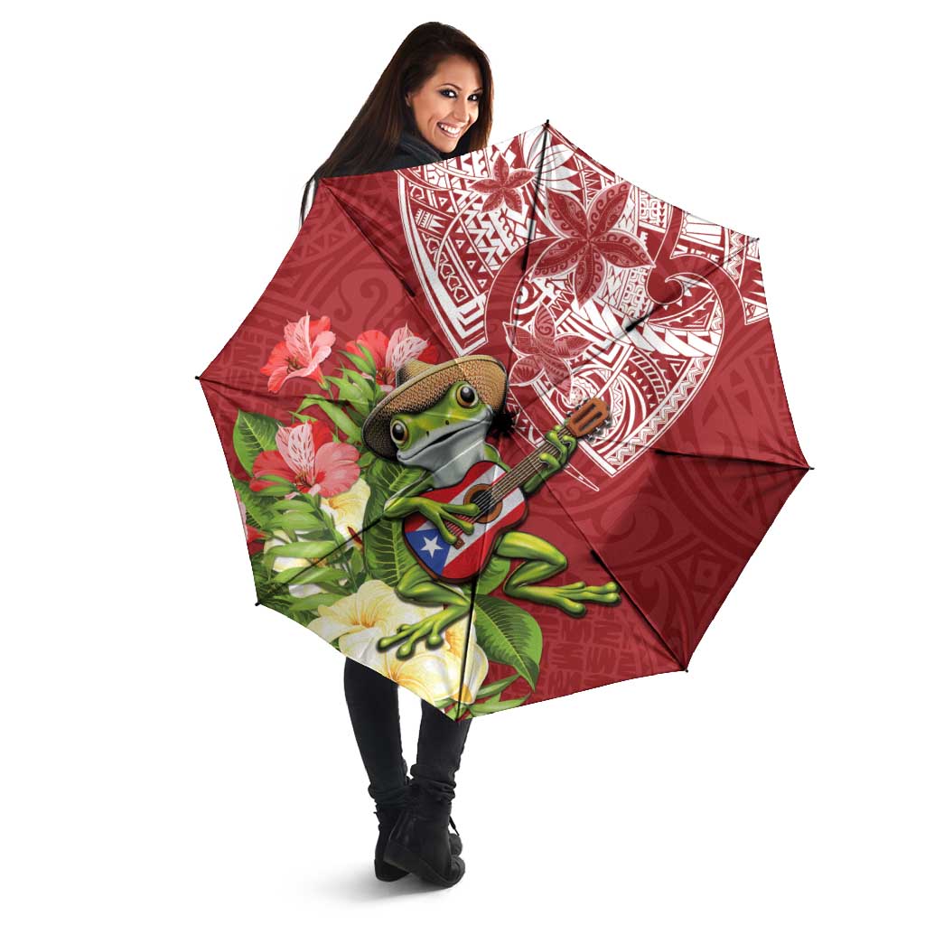 Puerto Rico Coqui Frog Umbrella Tropical Flowers Polynesian Style LT05 - Polynesian Pride