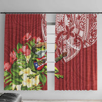 Puerto Rico Coqui Frog Window Curtain Tropical Flowers Polynesian Style - Polynesian Pride