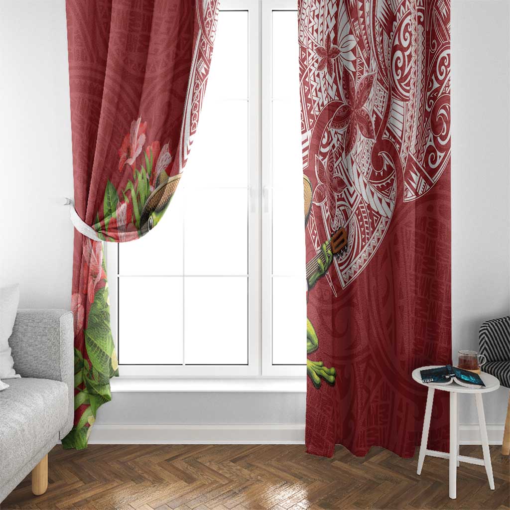 Puerto Rico Coqui Frog Window Curtain Tropical Flowers Polynesian Style - Polynesian Pride
