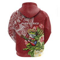 Puerto Rico Coqui Frog Zip Hoodie Tropical Flowers Polynesian Style LT05 - Polynesian Pride