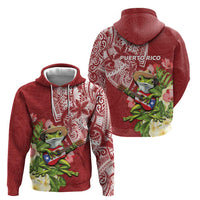 Puerto Rico Coqui Frog Zip Hoodie Tropical Flowers Polynesian Style LT05 - Polynesian Pride