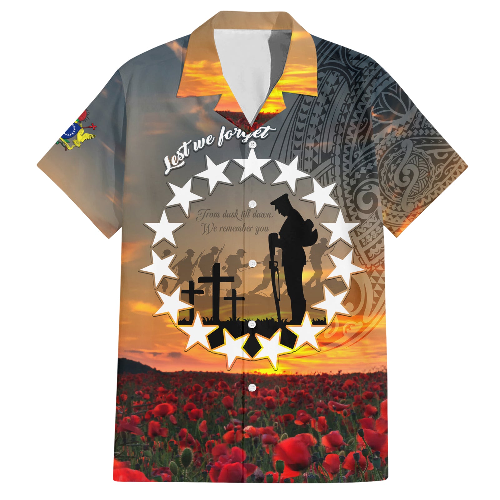 Cook Islands ANZAC Day Hawaiian Shirt Lest We Forget LT05 Grey - Polynesian Pride