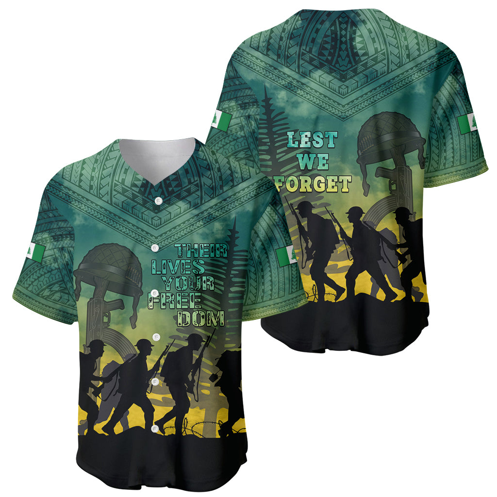 Norfolk Island ANZAC Day Baseball Jersey Lest We Forget LT05 - Polynesian Pride