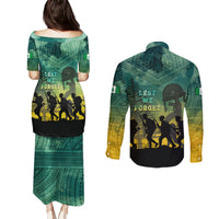 Norfolk Island ANZAC Day Couples Matching Puletasi and Long Sleeve Button Shirt Lest We Forget LT05 - Polynesian Pride
