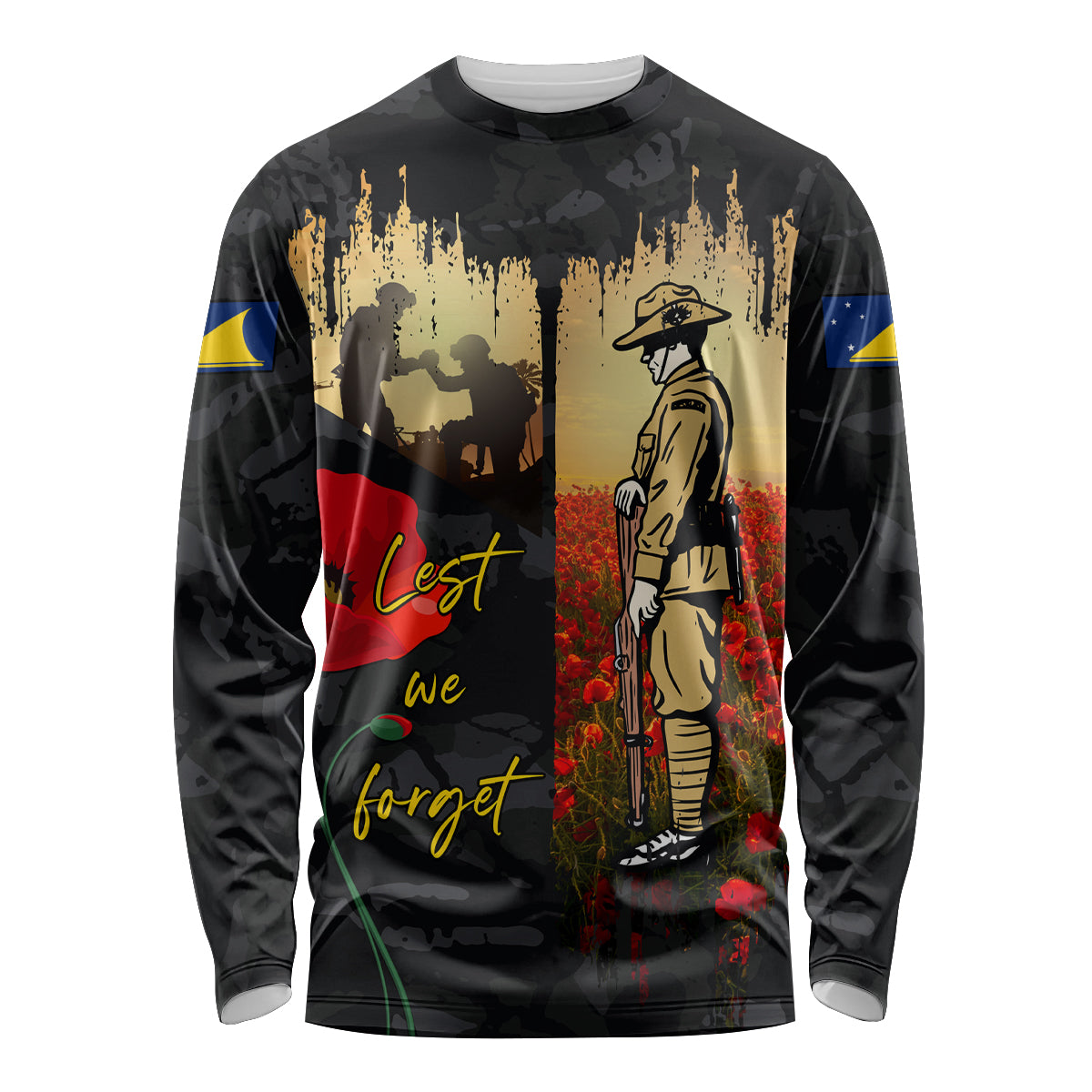 Tokelau ANZAC Day Long Sleeve Shirt Lest We Forget LT05 Unisex Black - Polynesian Pride