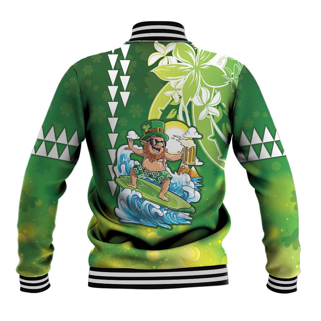 Hawaii Saint Patrick's Day Baseball Jacket Funny Surfing Leprechaun LT05 - Polynesian Pride