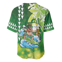 Hawaii Saint Patrick's Day Baseball Jersey Funny Surfing Leprechaun