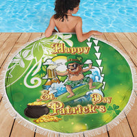 Hawaii Saint Patrick's Day Beach Blanket Funny Surfing Leprechaun LT05 - Polynesian Pride