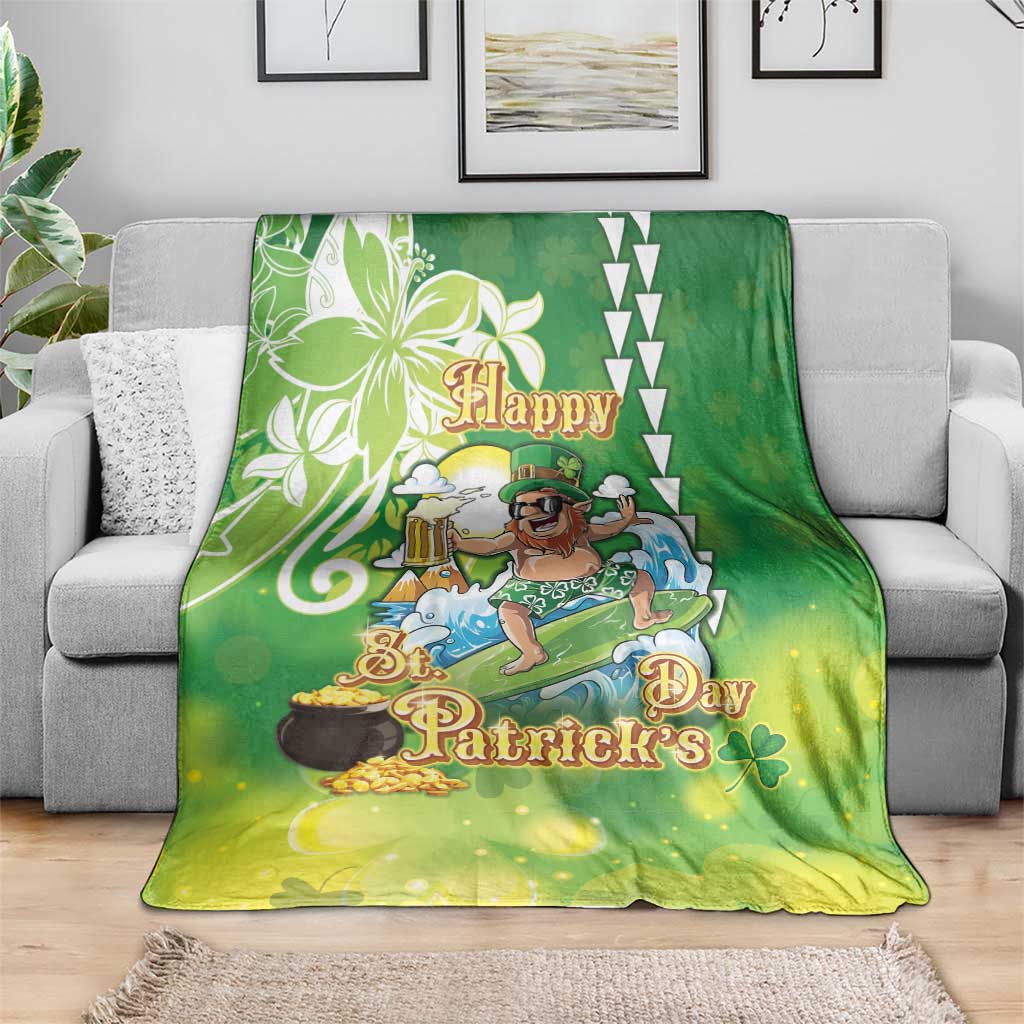 Hawaii Saint Patrick's Day Blanket Funny Surfing Leprechaun LT05 - Polynesian Pride