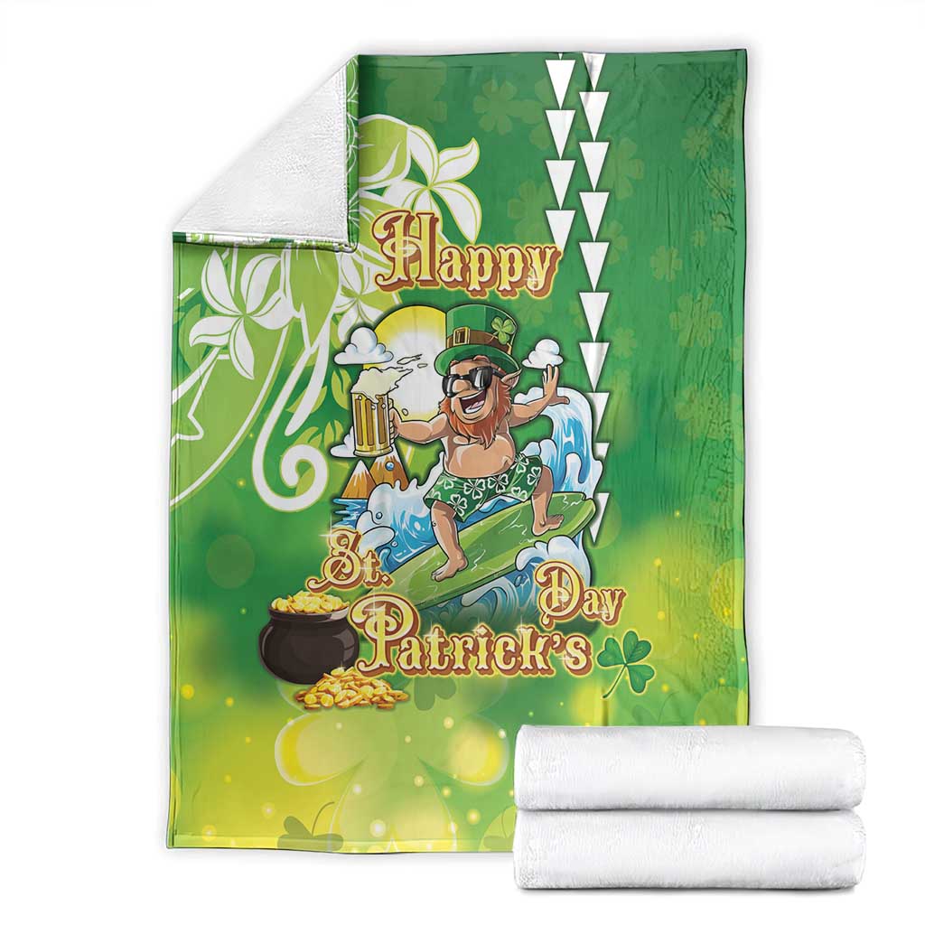 Hawaii Saint Patrick's Day Blanket Funny Surfing Leprechaun LT05 - Polynesian Pride