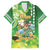 Hawaii Saint Patrick's Day Family Matching Off Shoulder Short Dress and Hawaiian Shirt Funny Surfing Leprechaun