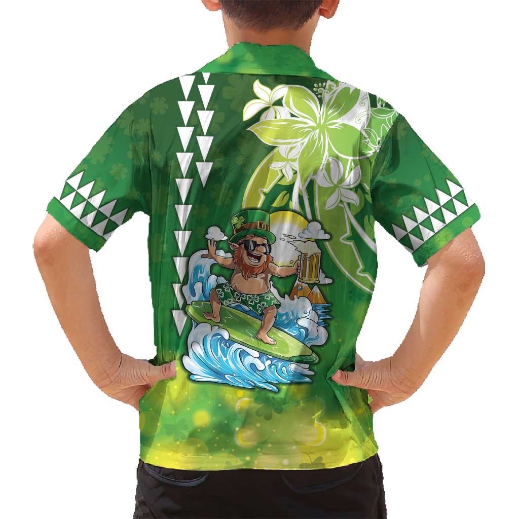 Hawaii Saint Patrick's Day Family Matching Tank Maxi Dress and Hawaiian Shirt Funny Surfing Leprechaun
