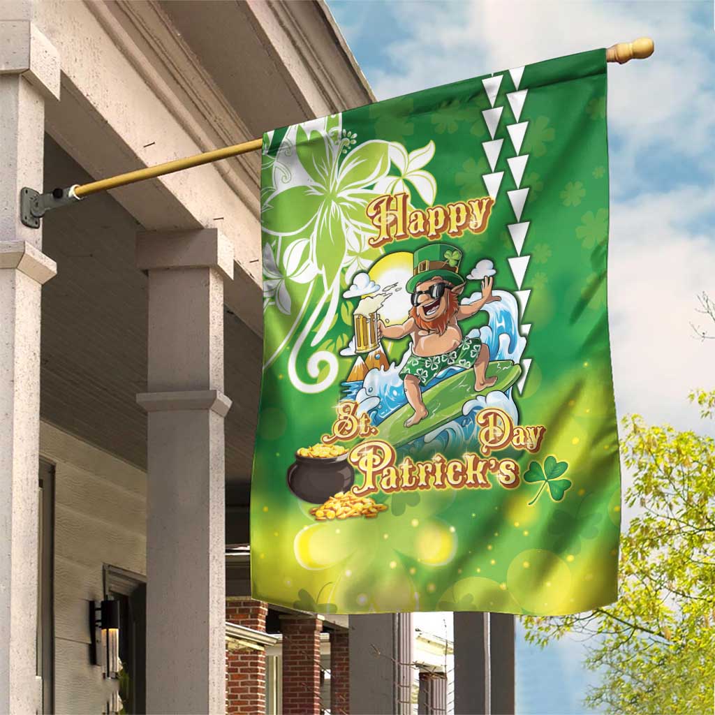 Hawaii Saint Patrick's Day Garden Flag Funny Surfing Leprechaun LT05 House Flag Green - Polynesian Pride