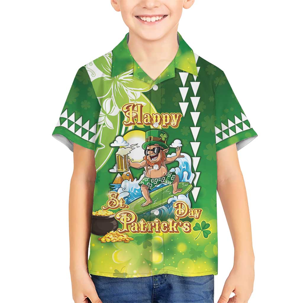Hawaii Saint Patrick's Day Kid Hawaiian Shirt Funny Surfing Leprechaun