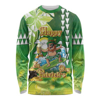 Hawaii Saint Patrick's Day Long Sleeve Shirt Funny Surfing Leprechaun LT05 Unisex Green - Polynesian Pride