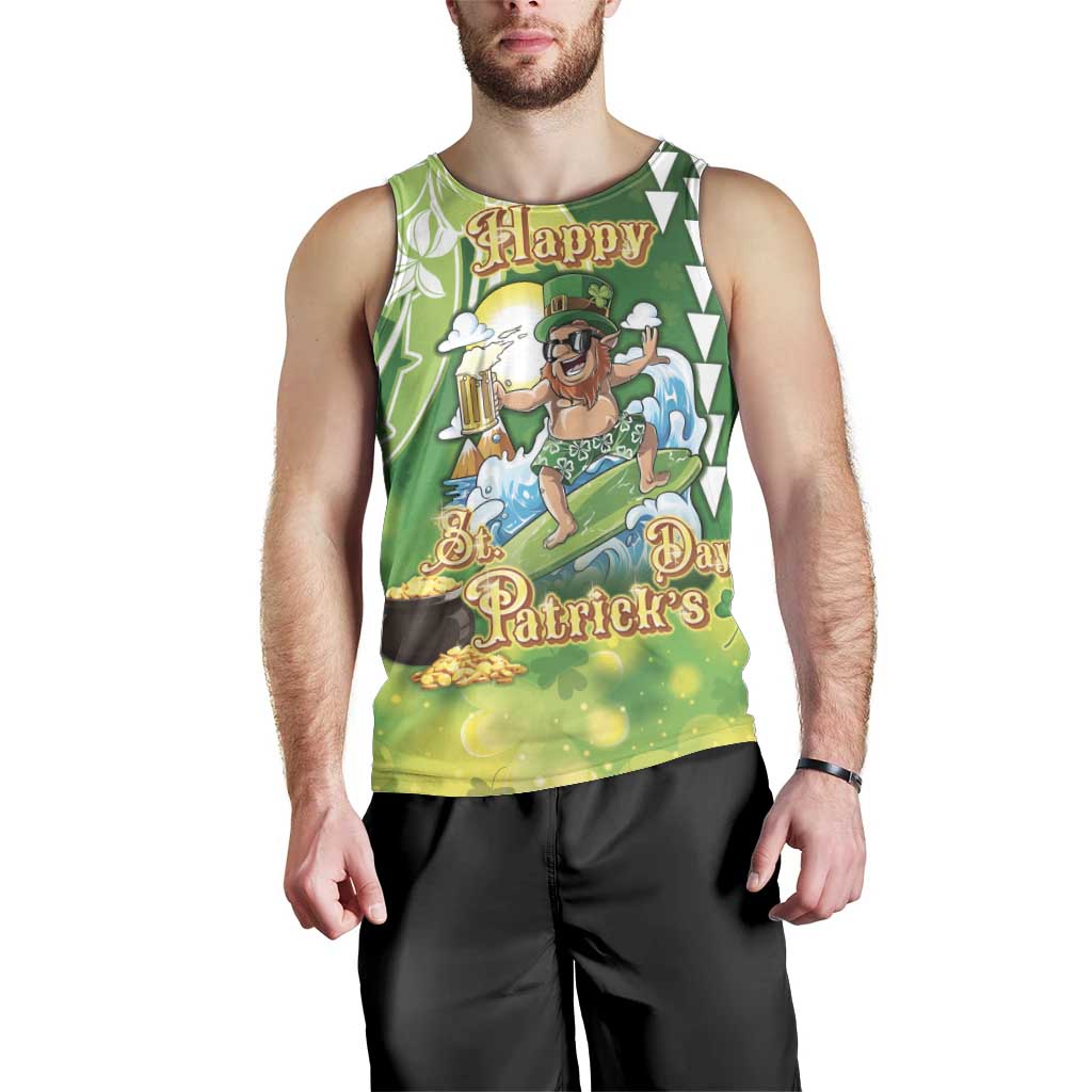 Hawaii Saint Patrick's Day Men Tank Top Funny Surfing Leprechaun LT05 - Polynesian Pride