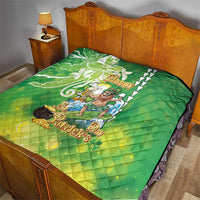 Hawaii Saint Patrick's Day Quilt Funny Surfing Leprechaun