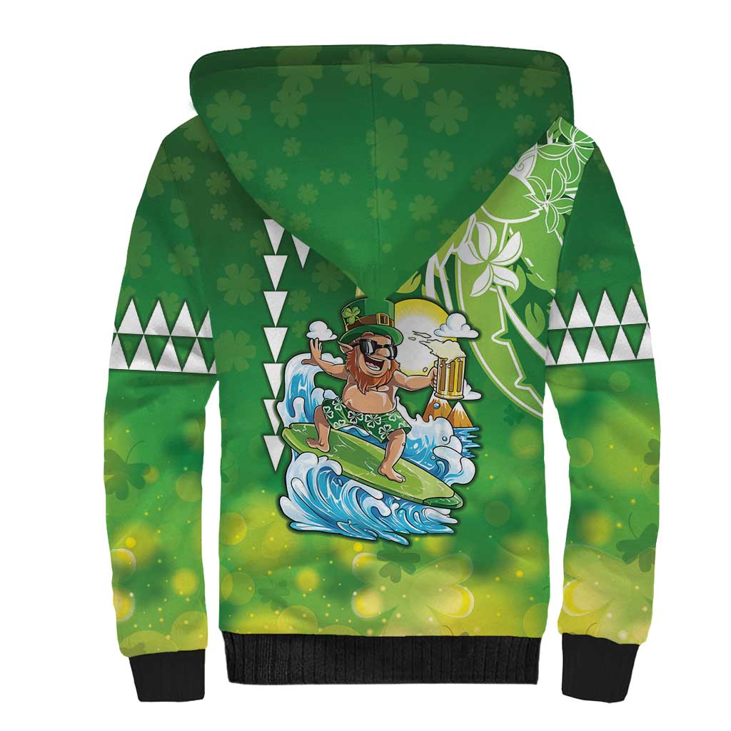 Hawaii Saint Patrick's Day Sherpa Hoodie Funny Surfing Leprechaun LT05 - Polynesian Pride