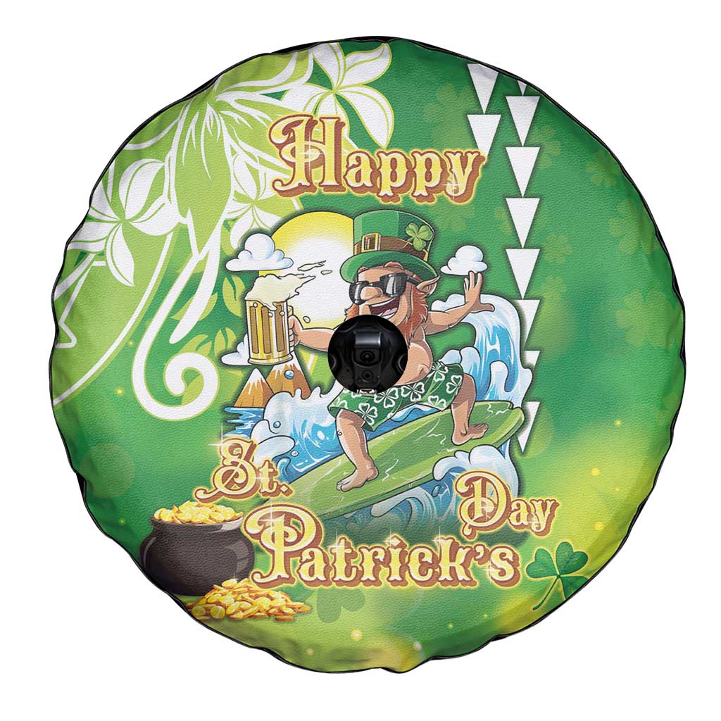 Hawaii Saint Patrick's Day Spare Tire Cover Funny Surfing Leprechaun