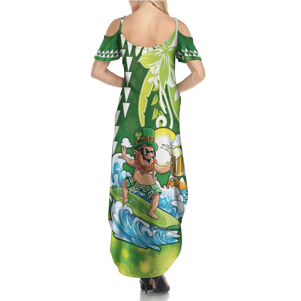 Hawaii Saint Patrick's Day Summer Maxi Dress Funny Surfing Leprechaun LT05 - Polynesian Pride
