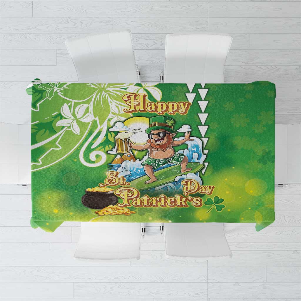 Hawaii Saint Patrick's Day Tablecloth Funny Surfing Leprechaun LT05 Green - Polynesian Pride