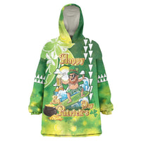 Hawaii Saint Patrick's Day Wearable Blanket Hoodie Funny Surfing Leprechaun LT05 One Size Green - Polynesian Pride