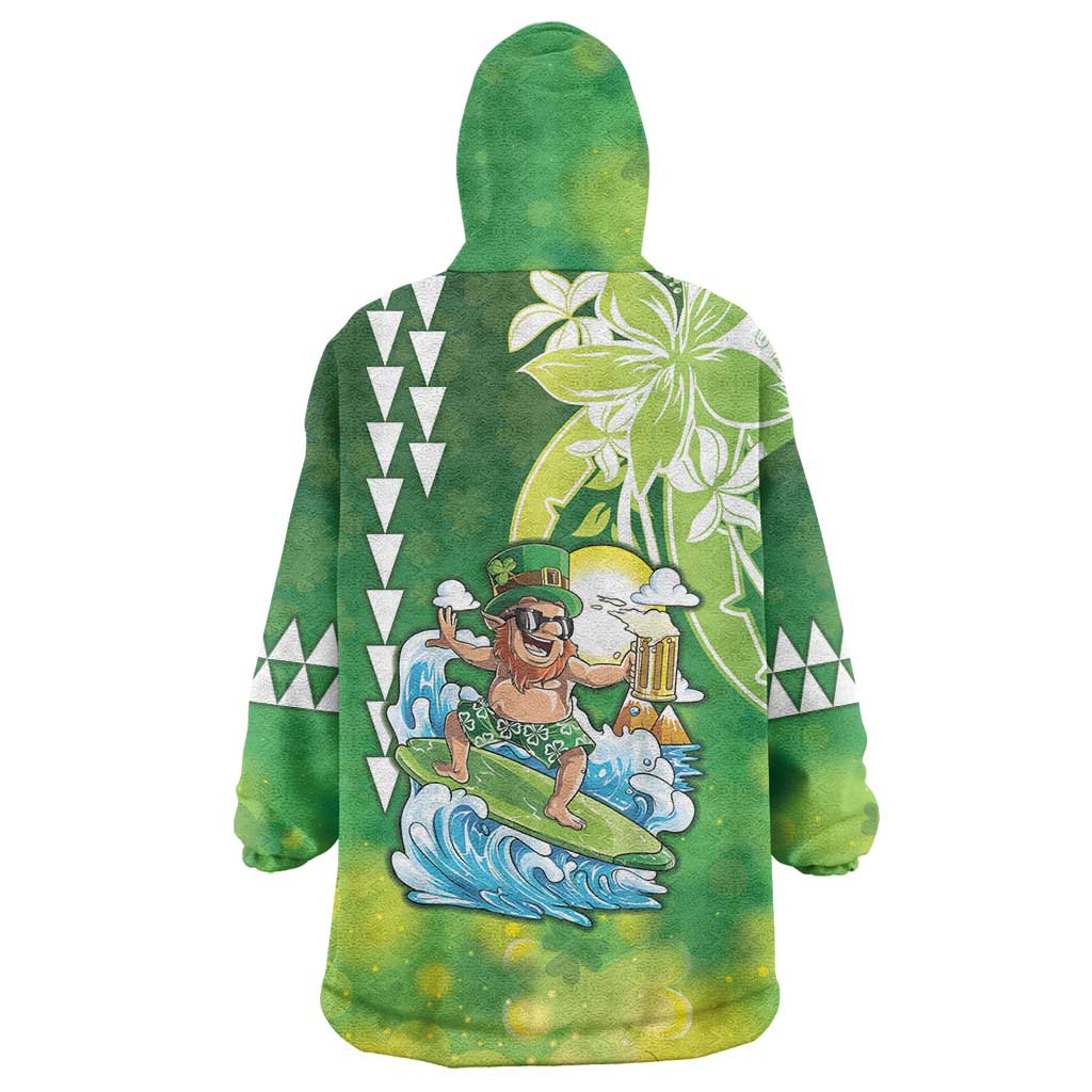 Hawaii Saint Patrick's Day Wearable Blanket Hoodie Funny Surfing Leprechaun LT05 - Polynesian Pride