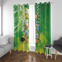 Hawaii Saint Patrick's Day Window Curtain Funny Surfing Leprechaun LT05 With Grommets Green - Polynesian Pride