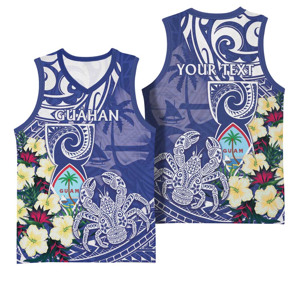 Personalised Hafa Adai Guam Basketball Jersey Latte Stone With Coconut Crab LT05 - Polynesian Pride