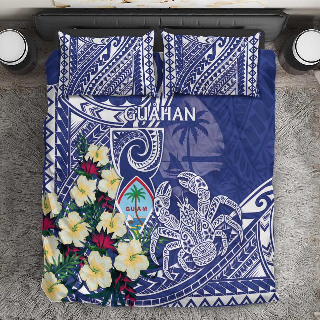 Hafa Adai Guam Bedding Set Latte Stone With Coconut Crab LT05 Blue - Polynesian Pride