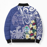 Personalised Hafa Adai Guam Bomber Puffer Jacket Latte Stone With Coconut Crab