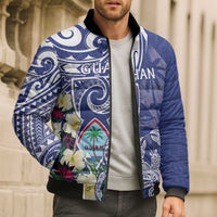 Personalised Hafa Adai Guam Bomber Puffer Jacket Latte Stone With Coconut Crab