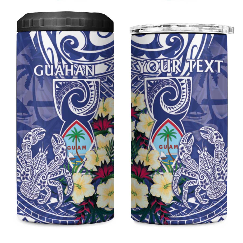 Personalised Hafa Adai Guam 4 in 1 Can Cooler Tumbler Latte Stone With Coconut Crab LT05 One Size: 16 oz Blue - Polynesian Pride