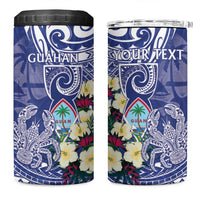 Personalised Hafa Adai Guam 4 in 1 Can Cooler Tumbler Latte Stone With Coconut Crab LT05 One Size: 16 oz Blue - Polynesian Pride