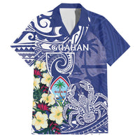 Personalised Hafa Adai Guam Family Matching Off The Shoulder Long Sleeve Dress and Hawaiian Shirt Latte Stone With Coconut Crab