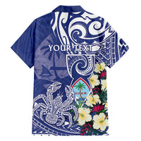 Personalised Hafa Adai Guam Family Matching Off The Shoulder Long Sleeve Dress and Hawaiian Shirt Latte Stone With Coconut Crab
