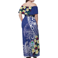 Personalised Hafa Adai Guam Family Matching Off Shoulder Maxi Dress and Hawaiian Shirt Latte Stone With Coconut Crab