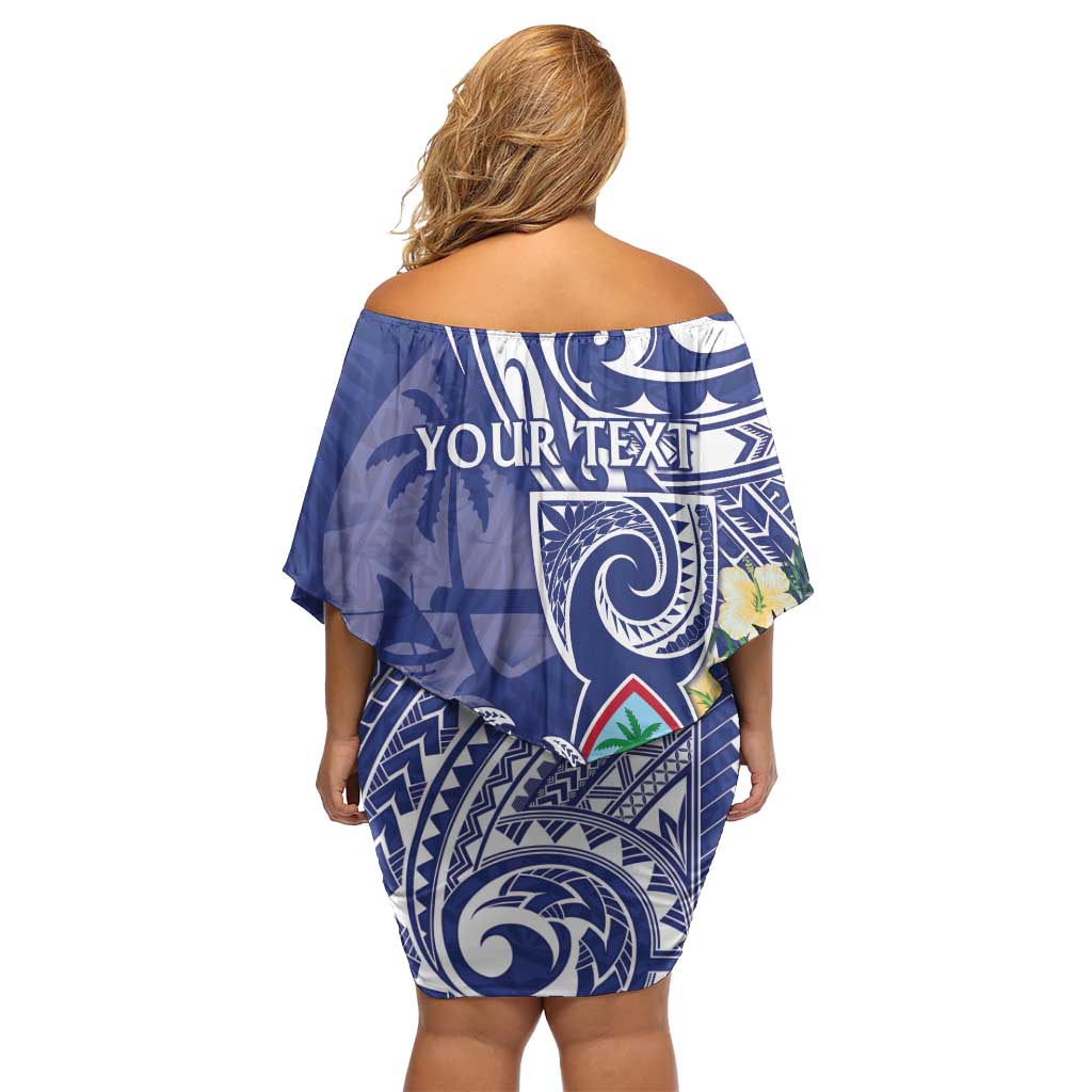 Personalised Hafa Adai Guam Family Matching Off Shoulder Short Dress and Hawaiian Shirt Latte Stone With Coconut Crab