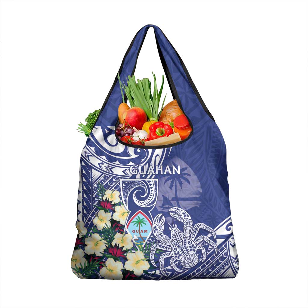 Hafa Adai Guam Grocery Bag Latte Stone With Coconut Crab LT05 1-pack One Size Blue - Polynesian Pride