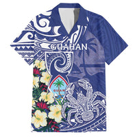Personalised Hafa Adai Guam Hawaiian Shirt Latte Stone With Coconut Crab LT05 Blue - Polynesian Pride
